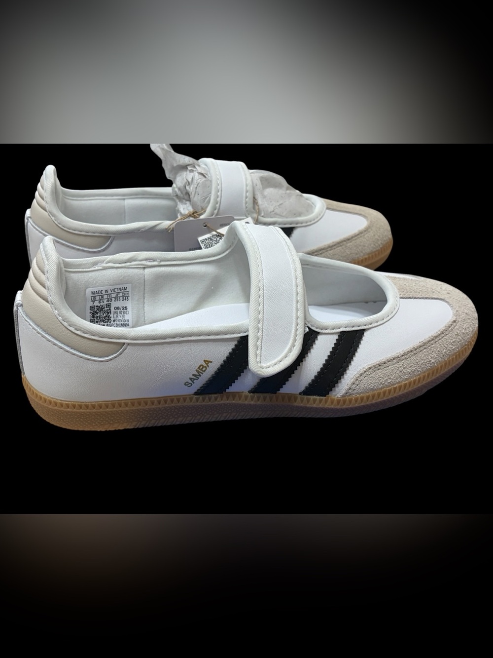 adidas Mary-Jane Samba Sneakers in White, Black & Gum Sz 7 NWT - Picture 2 of 8